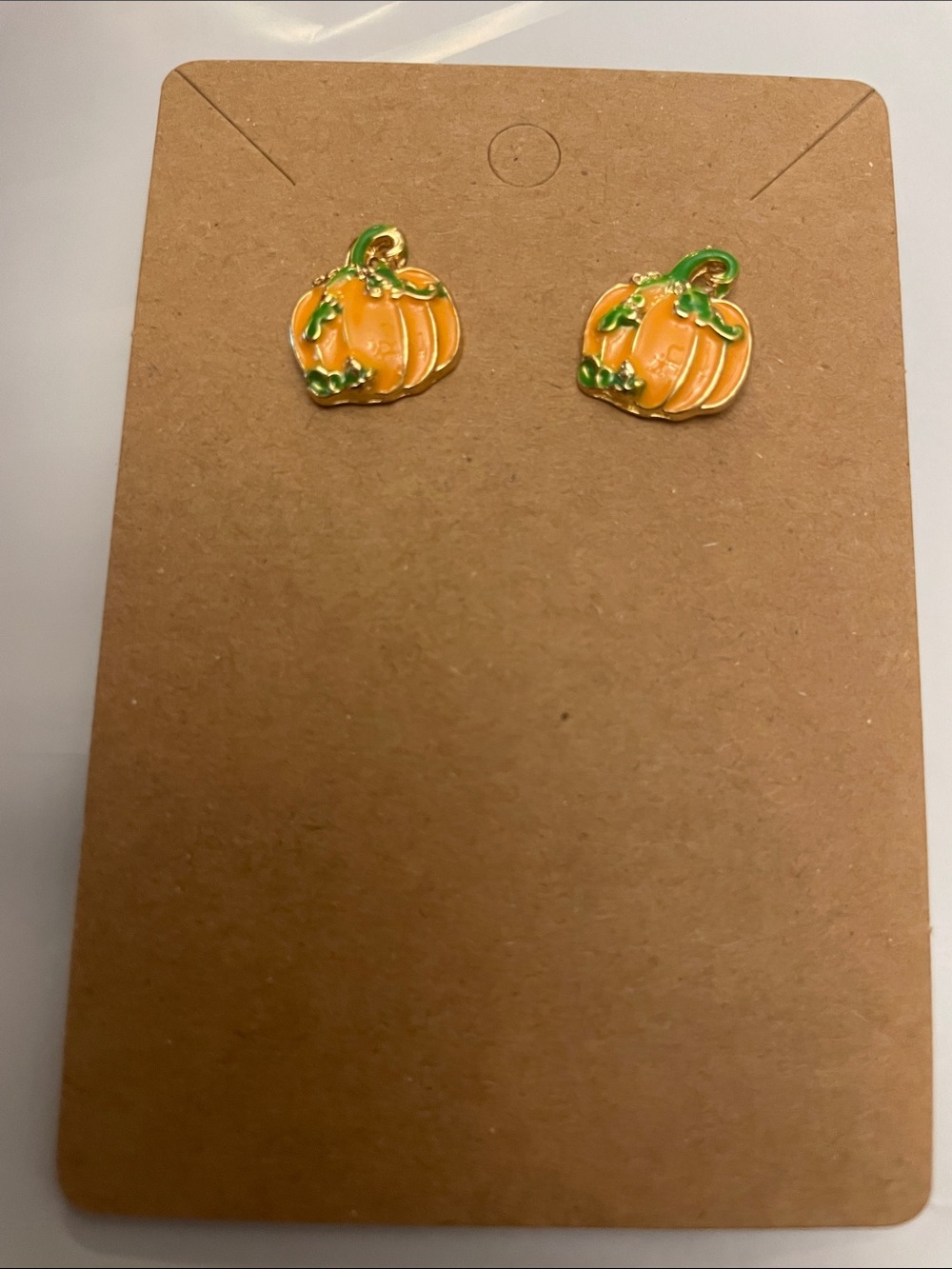 Pumpkin Enamel Stud Earrings - Orange & Green